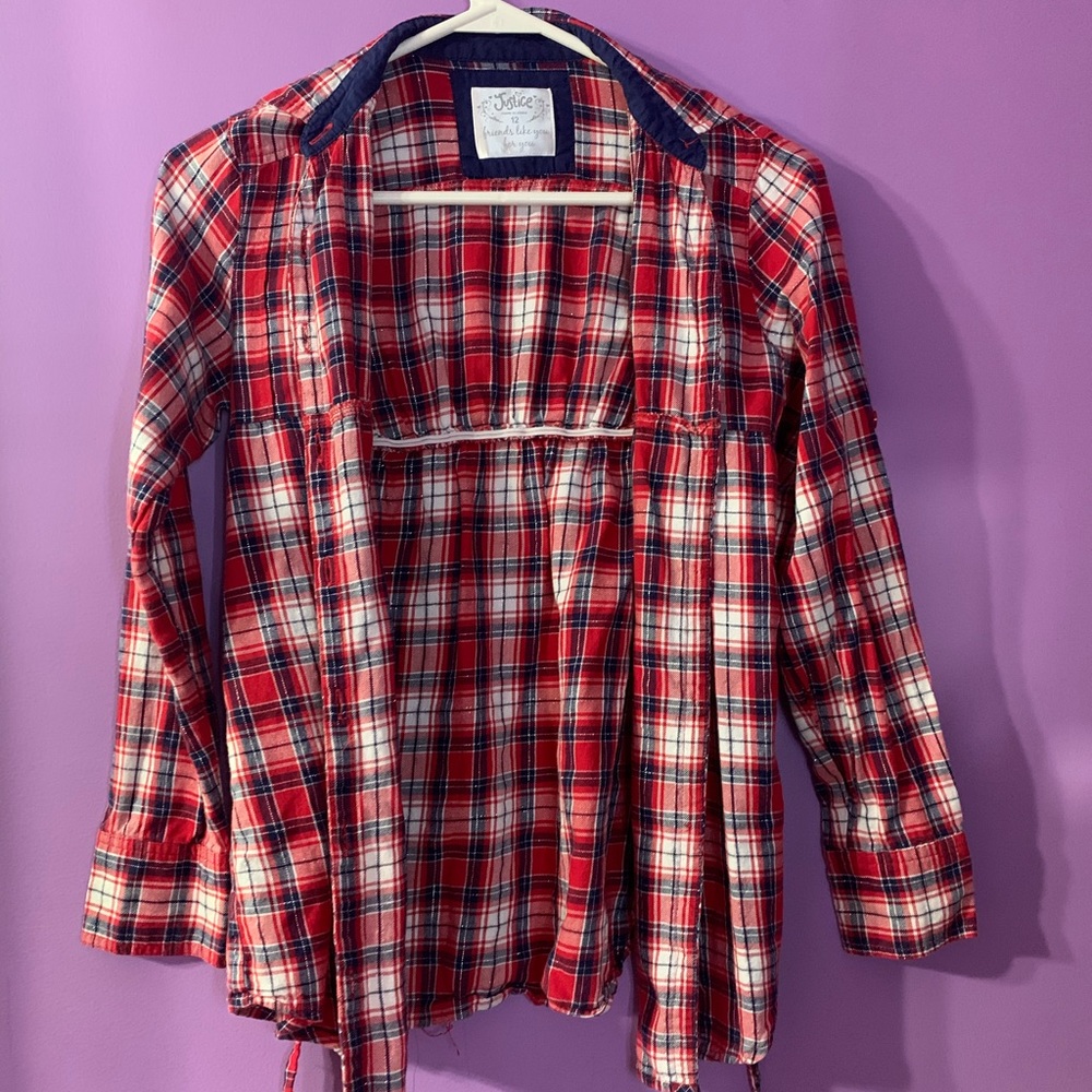 Justice Plaid Red/White/Silver Flannel